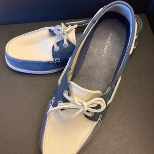 GH Bass & Co. Blue and Cream “Caymen” Boat Shoes 10M
